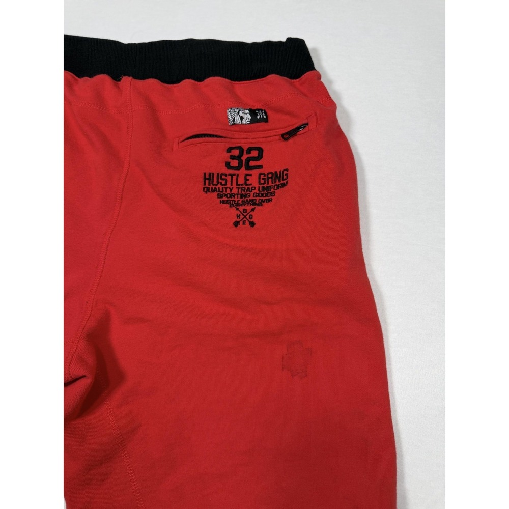 Hustle Gang Shorts Mens XL Red Graphic Sweat Drawstring HG Logo Fleece‎ Casual - Picture 10 of 10